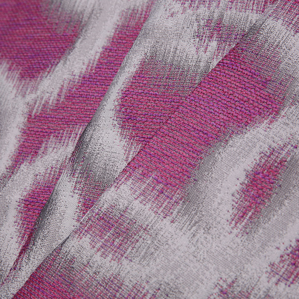 Fuchsia Geometric Ikat Bubbles Polyester Woven Folded