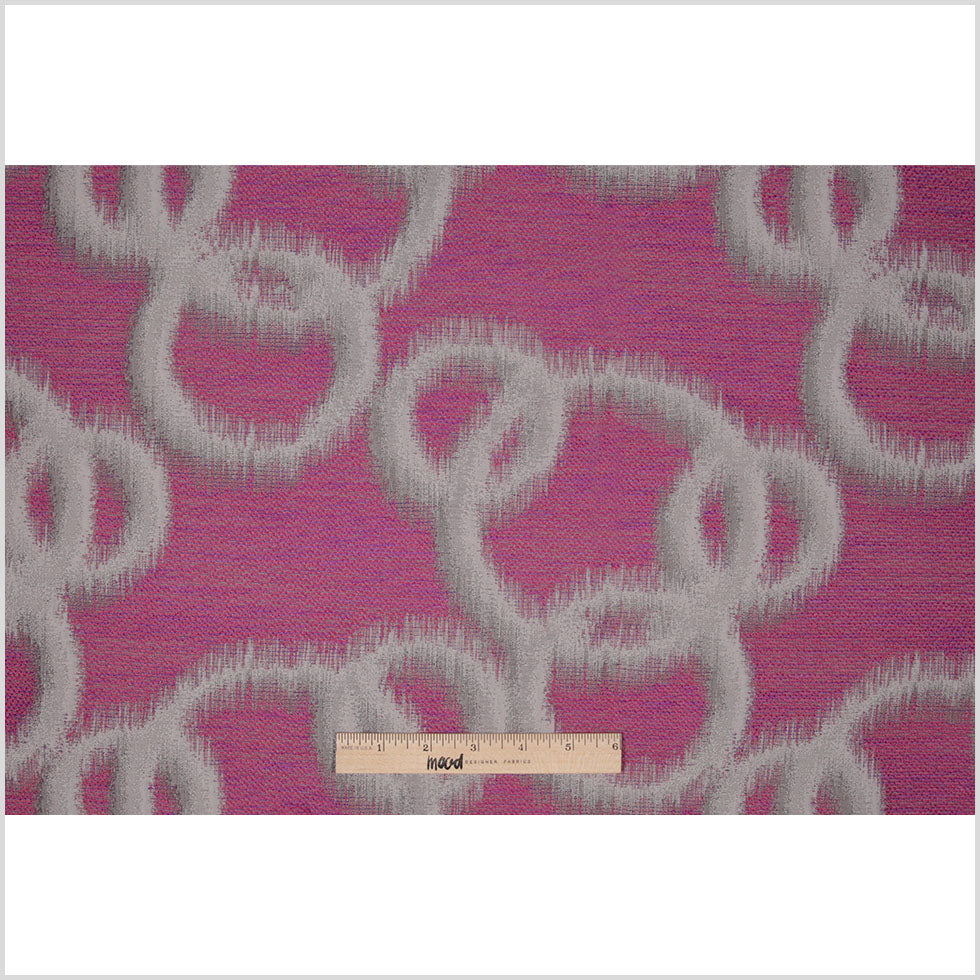 Fuchsia Geometric Ikat Bubbles Polyester Woven Full