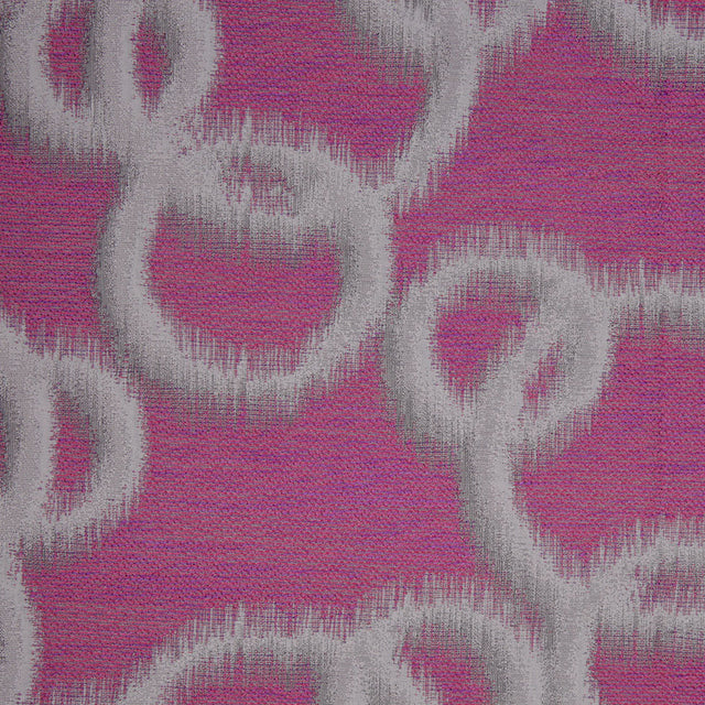 Fuchsia Geometric Ikat Bubbles Polyester Woven