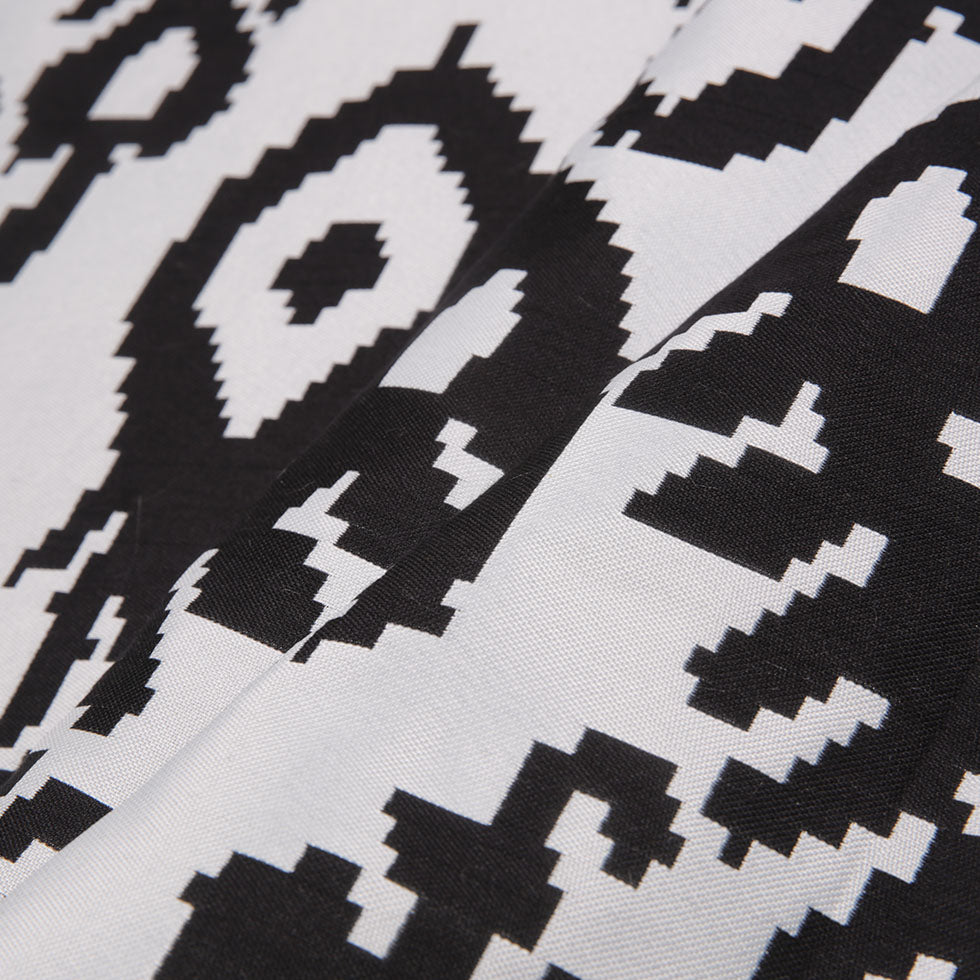 Black Geometric Polyester Brocade Folded