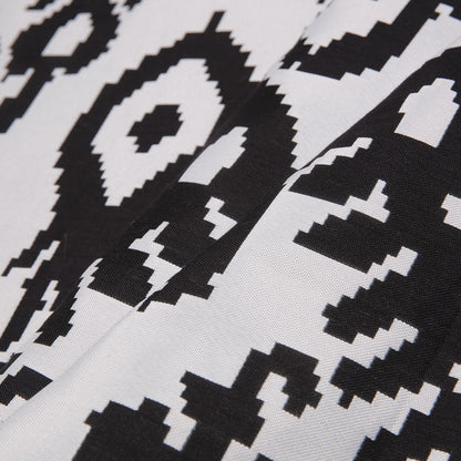 Black Geometric Polyester Brocade Folded