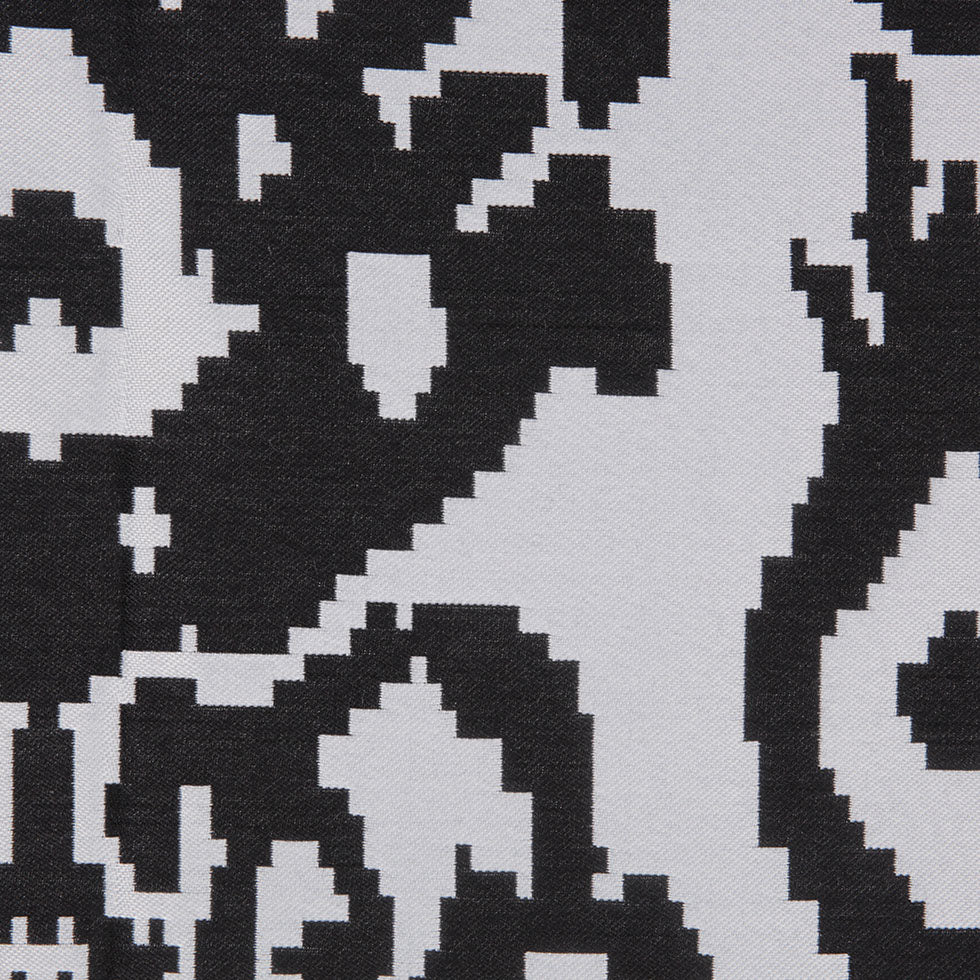 Black Geometric Polyester Brocade Detail