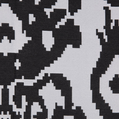 Black Geometric Polyester Brocade Detail