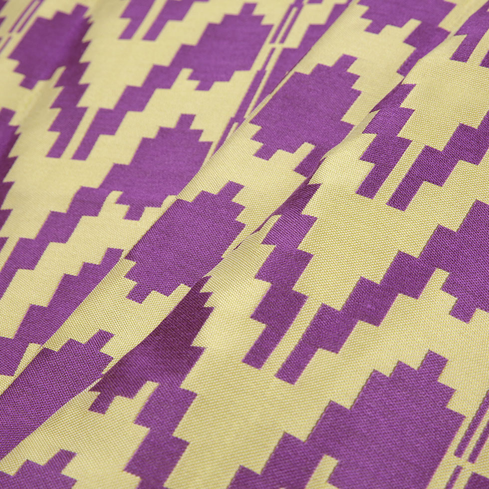 Purple Geometric Polyester Brocade Folded