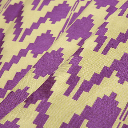 Purple Geometric Polyester Brocade Folded