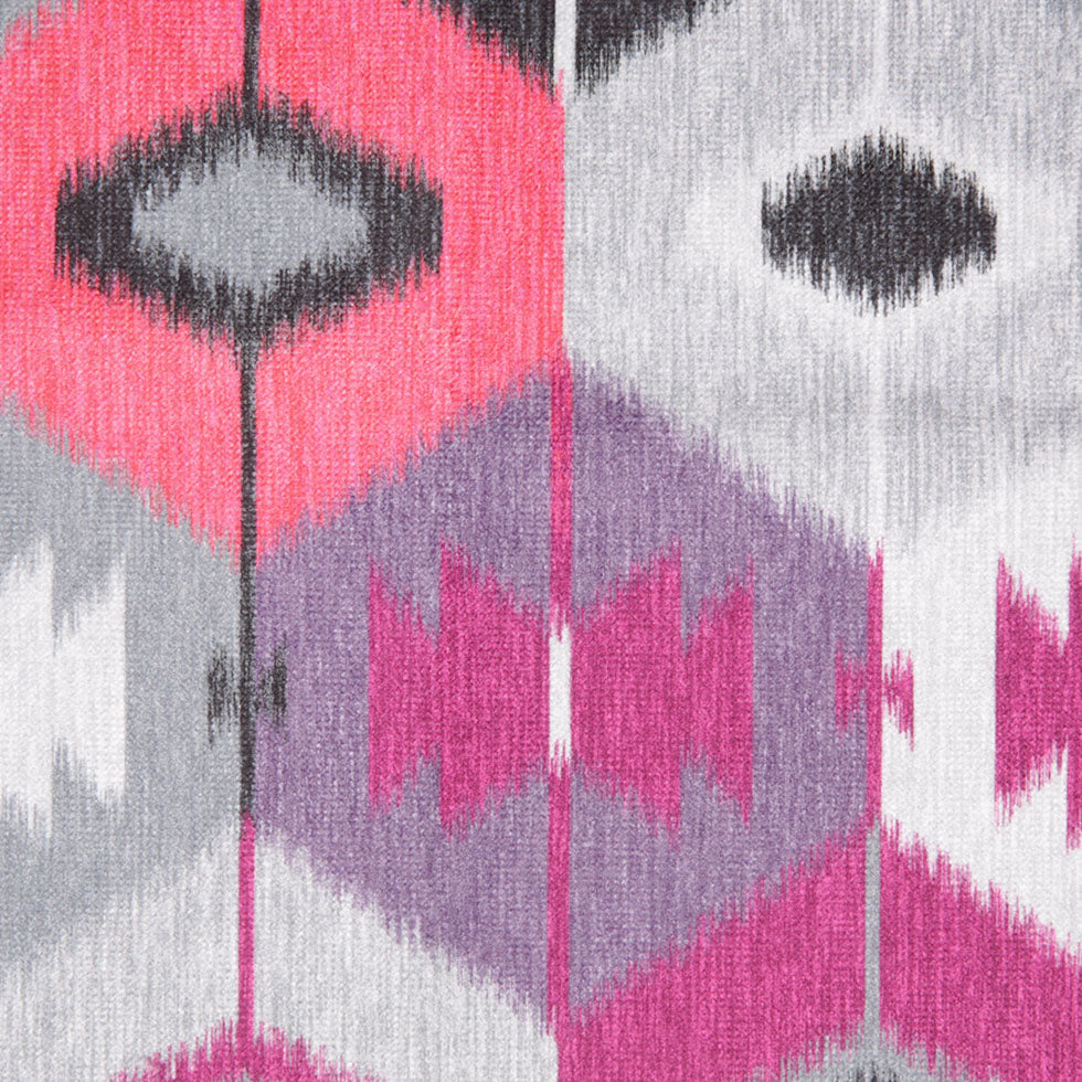 Fuchsia Ikat Geometric Upholstery Velvet Detail