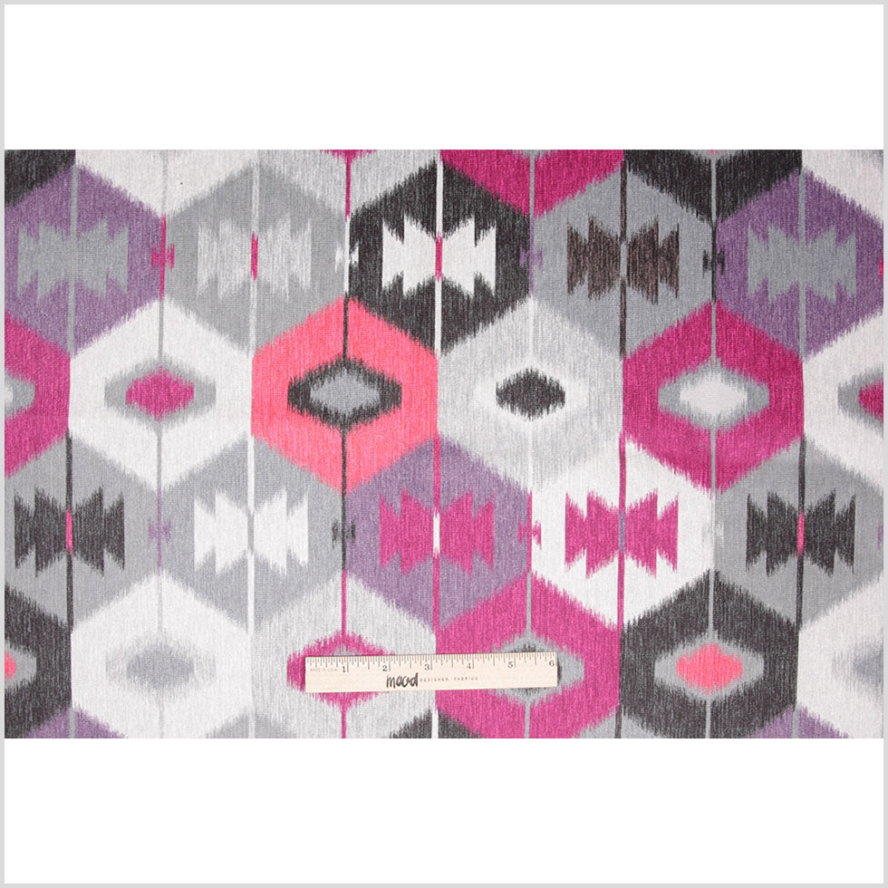 Fuchsia Ikat Geometric Upholstery Velvet Full