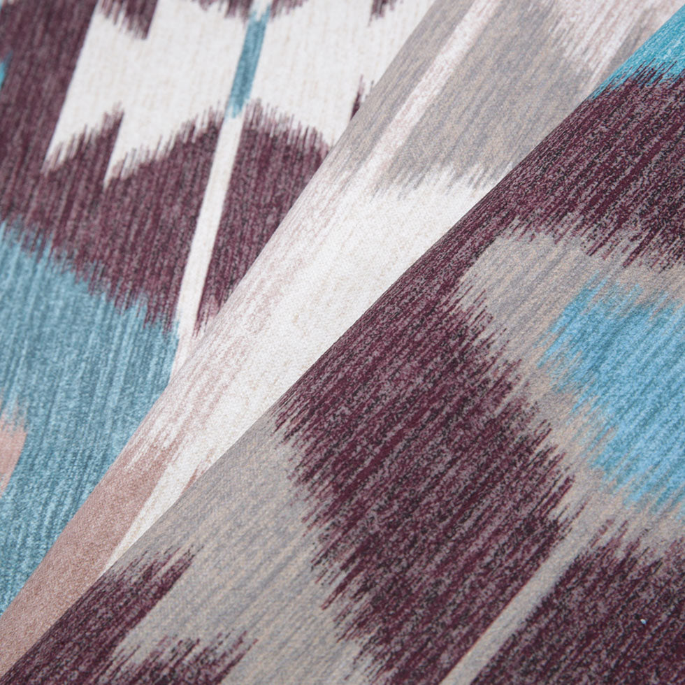 Aqua Large-Scale Ikat Geometric Upholstery Velvet Folded