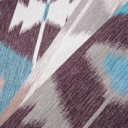 Aqua Large-Scale Ikat Geometric Upholstery Velvet Folded