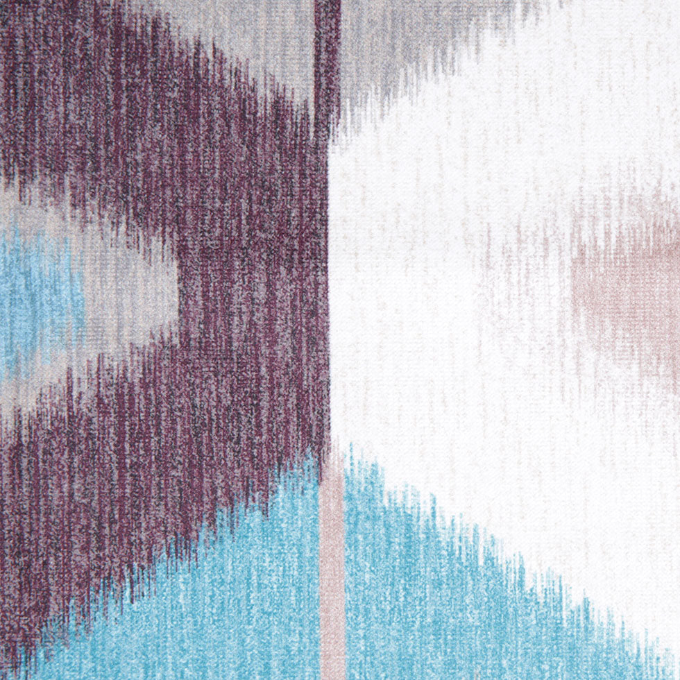 Aqua Large-Scale Ikat Geometric Upholstery Velvet Detail