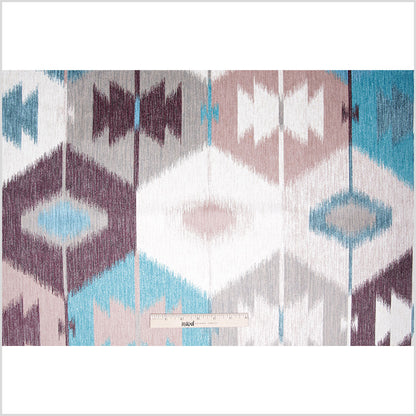Aqua Large-Scale Ikat Geometric Upholstery Velvet Full