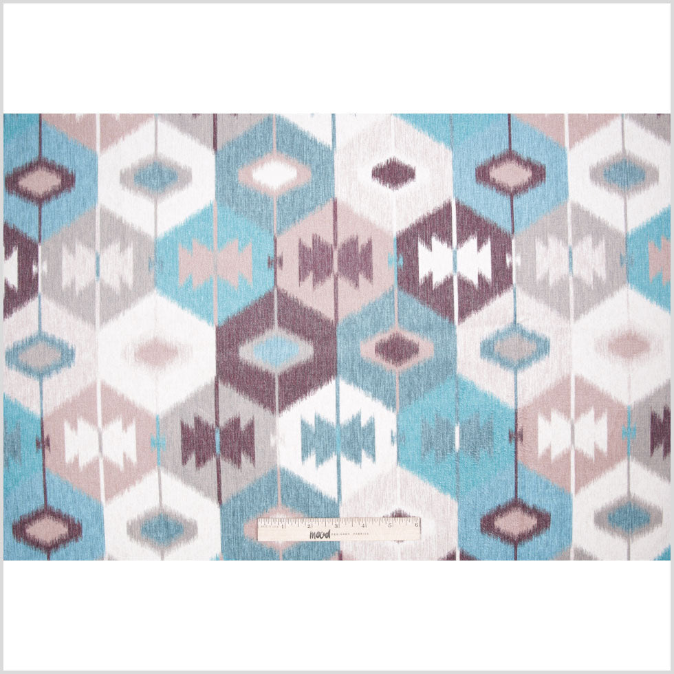 Aqua Ikat Geometric Upholstery Velvet Full