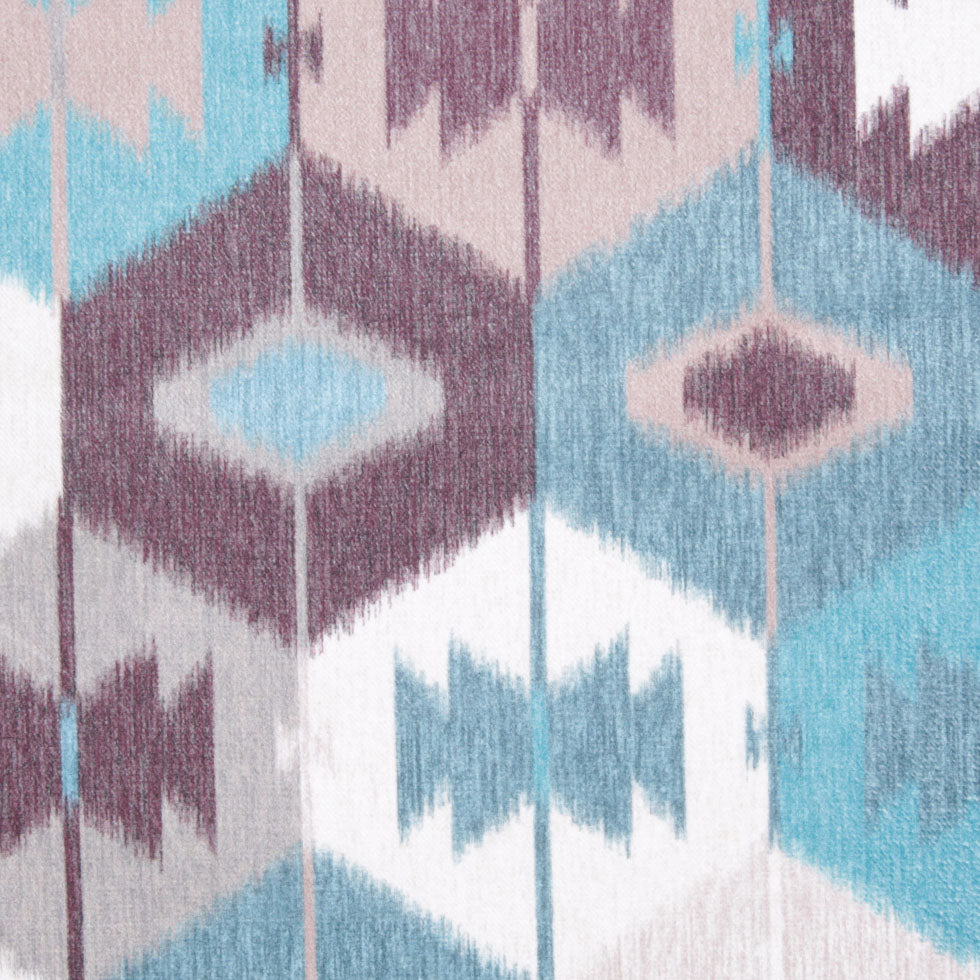 Aqua Ikat Geometric Upholstery Velvet