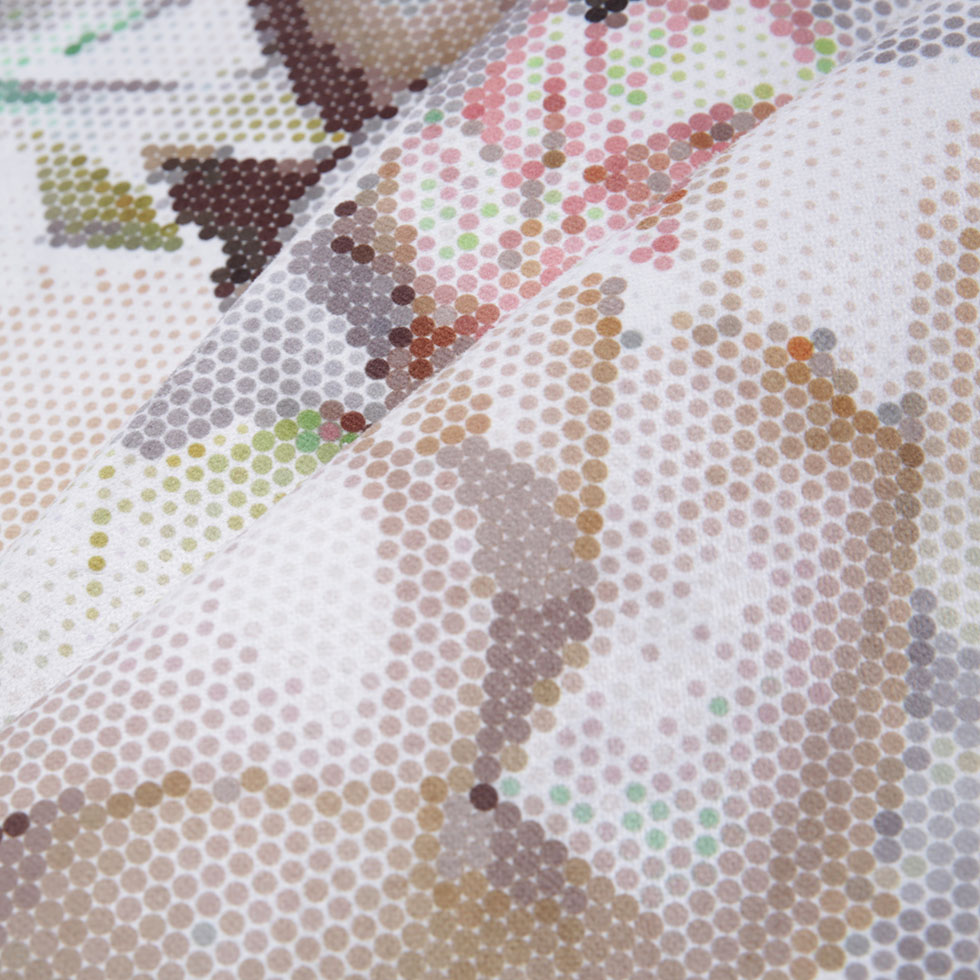 Green Pixelated Floral Upholstery Velvet Folded