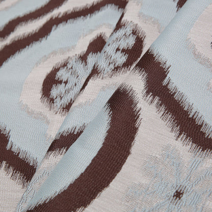 Mint Blue Ikat Damask Polyester Woven - Folded