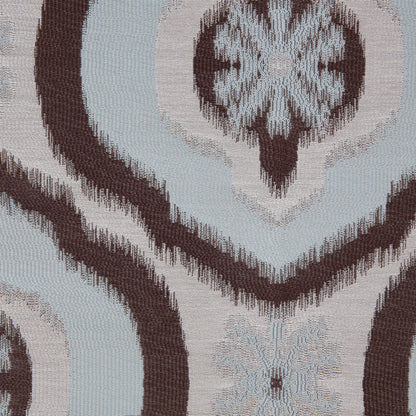 Mint Blue Ikat Damask Polyester Woven - Detail