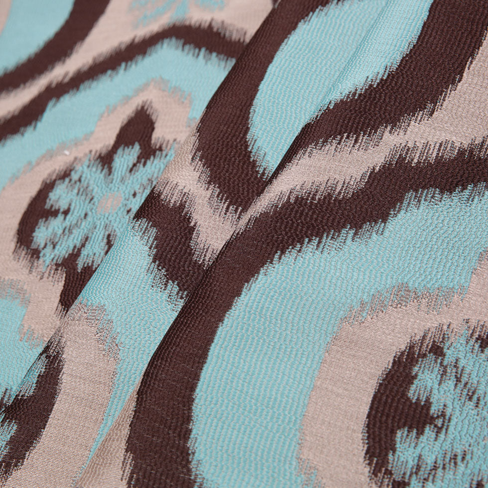 Aqua Ikat Damask Polyester Woven Folded
