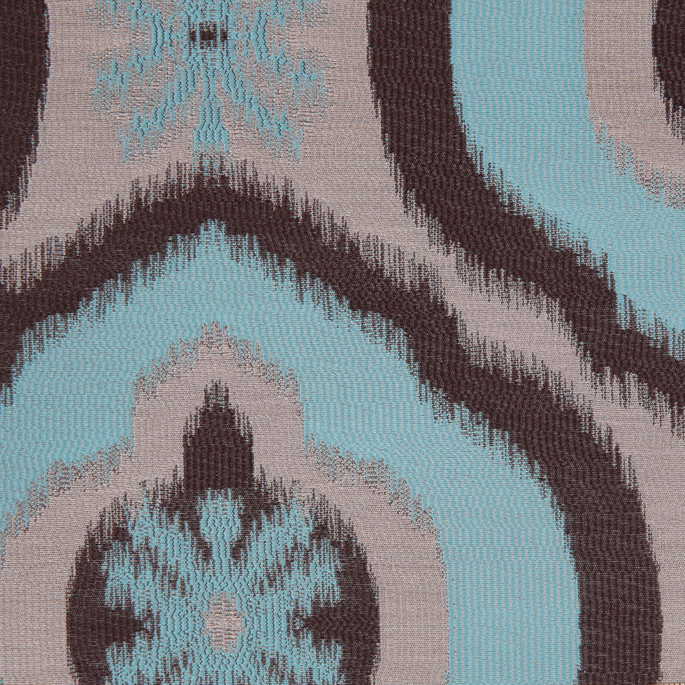 Aqua Ikat Damask Polyester Woven Detail
