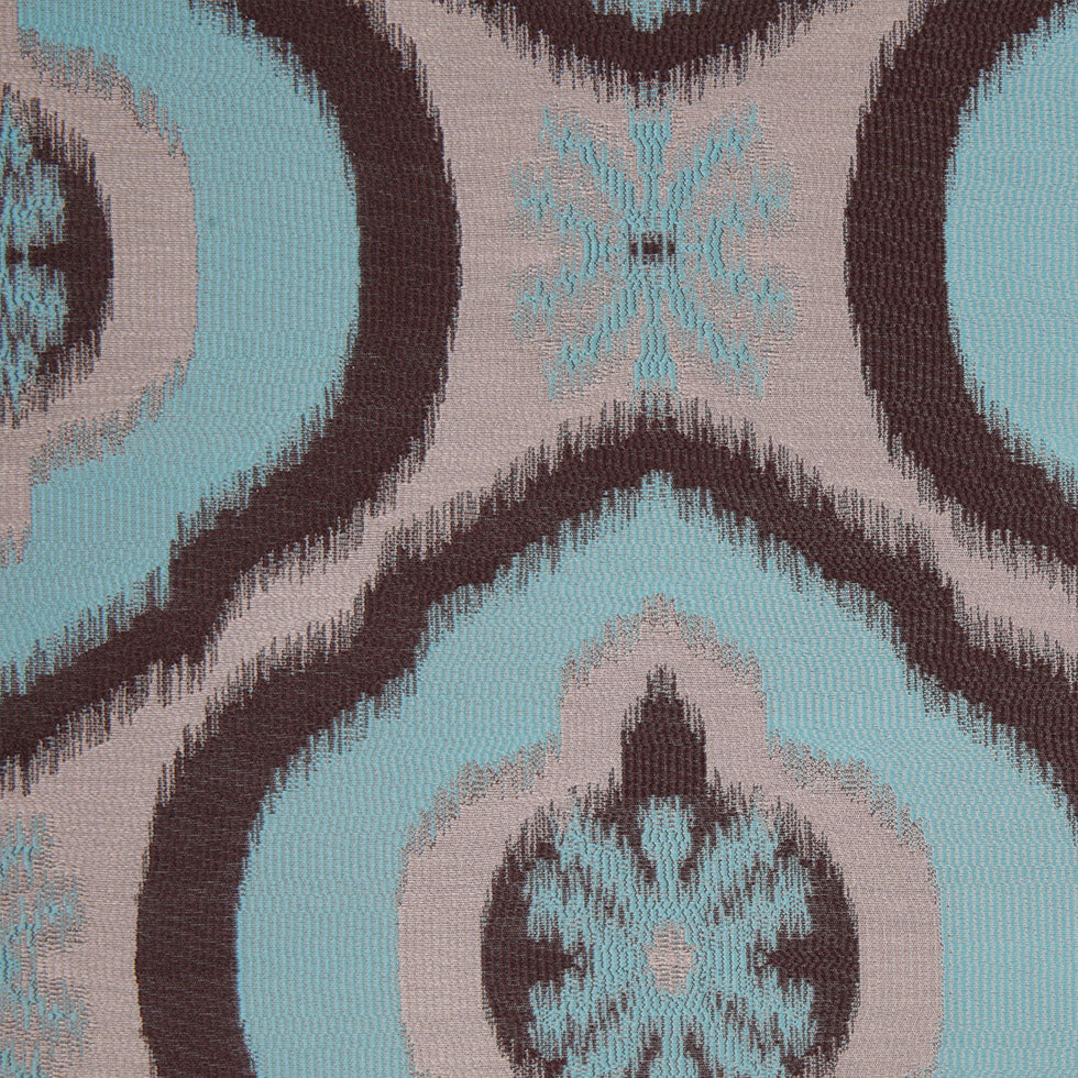 Aqua Ikat Damask Polyester Woven