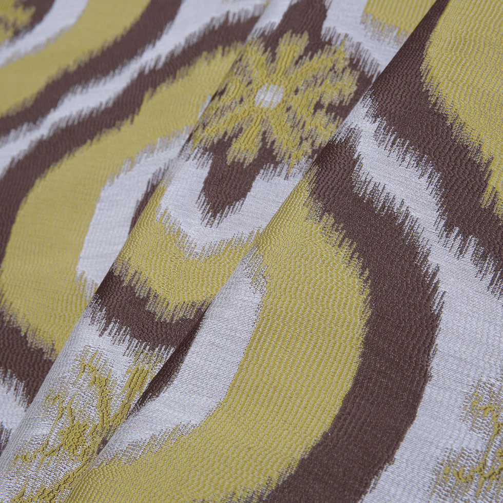 Gold Ikat Damask Polyester Woven Folded
