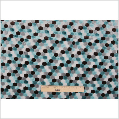 Aqua Laser-Cut Geometric Polyester Velvet Full