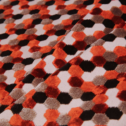 Orange Laser-Cut Geometric Polyester Velvet Folded