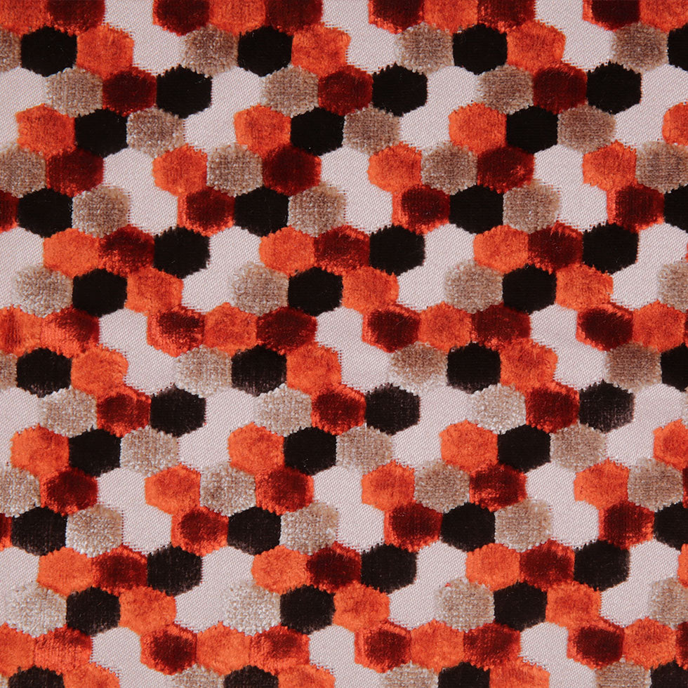 Orange Laser-Cut Geometric Polyester Velvet Detail