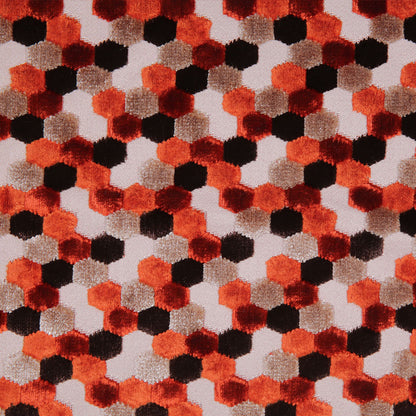 Orange Laser-Cut Geometric Polyester Velvet Detail