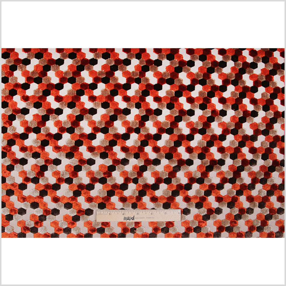 Orange Laser-Cut Geometric Polyester Velvet Full