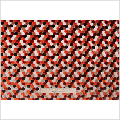 Orange Laser-Cut Geometric Polyester Velvet Full