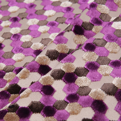 Purple Laser-Cut Geometric Polyester Velvet Folded