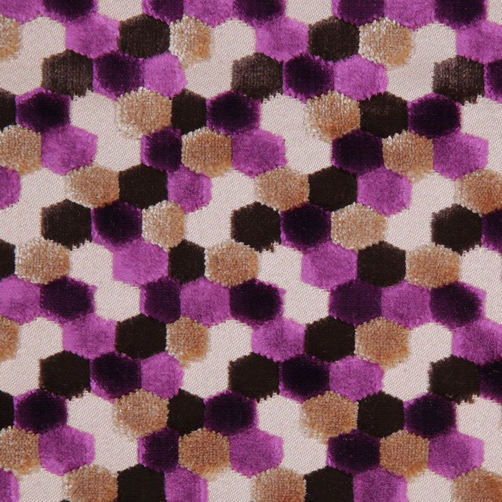 Purple Laser-Cut Geometric Polyester Velvet Detail