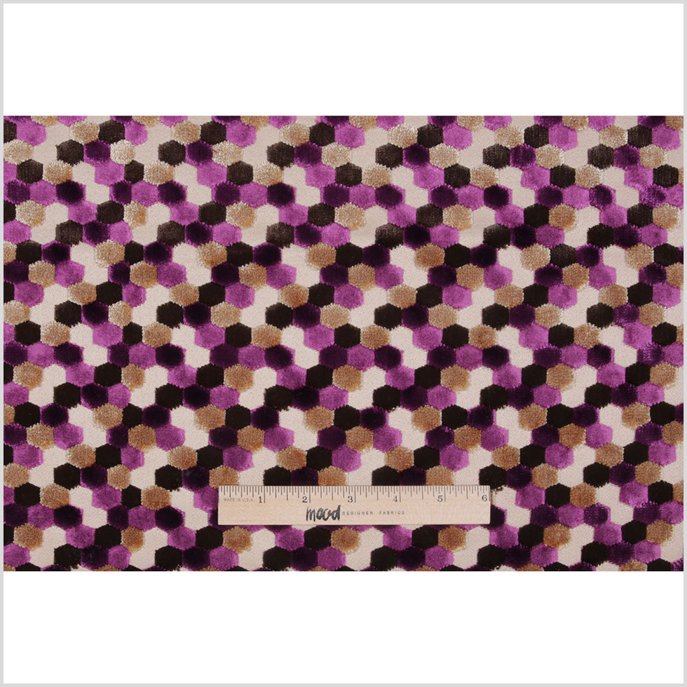 Purple Laser-Cut Geometric Polyester Velvet Full