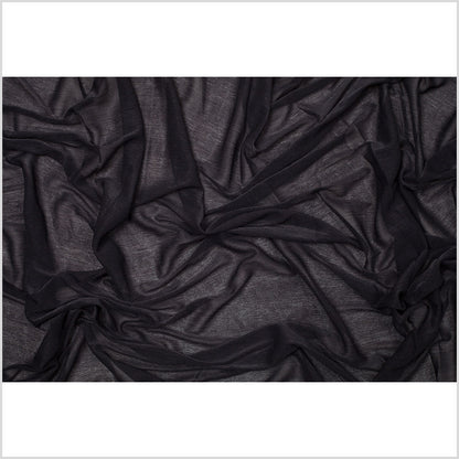 Black Stretch Polyester Crinkled Knitted Chiffon Folded