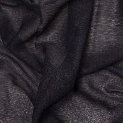 Black Stretch Polyester Crinkled Knitted Chiffon Full