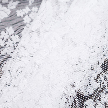 White Floral Polyester Heavy Crochet Lace - Folded