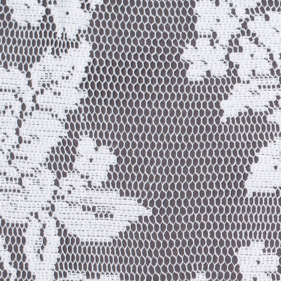 White Floral Polyester Heavy Crochet Lace - Detail