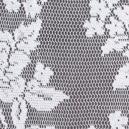 White Floral Polyester Heavy Crochet Lace - Detail