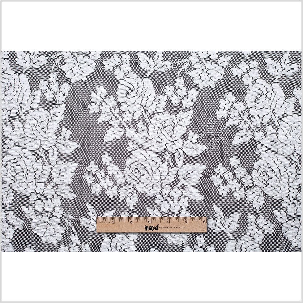 White Floral Polyester Heavy Crochet Lace - Full