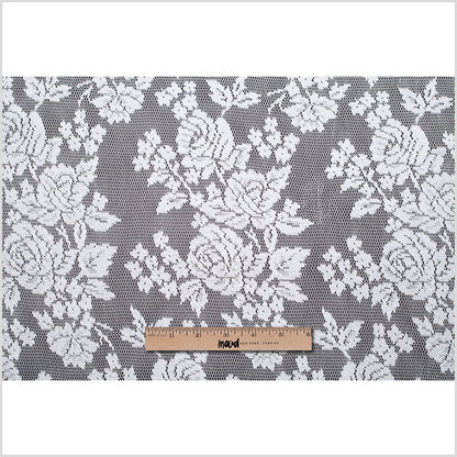 White Floral Polyester Heavy Crochet Lace - Full