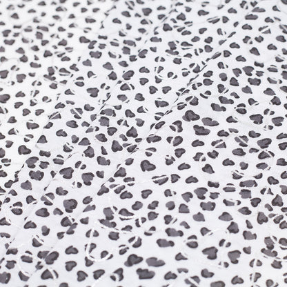 Charcoal Foil Hearts Stretch Polyester Jersey Folded