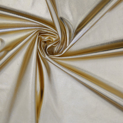 White Polyester Tricot Mesh with All Over Gold Foil - Detail