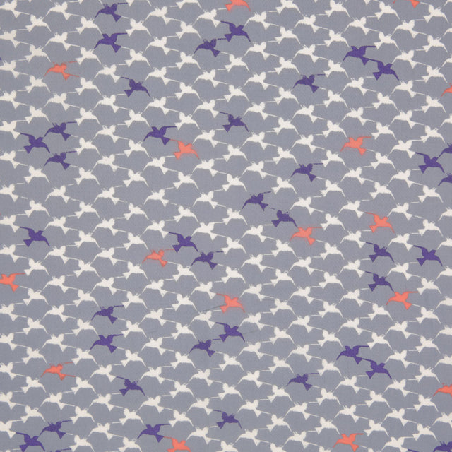 Stonewash Blue Bird Printed Cotton Poplin