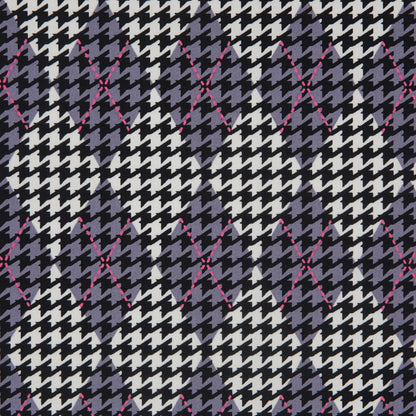 Purple Mauve/Black/White Argyle Houndstooth Stretch Cotton Sateen Full