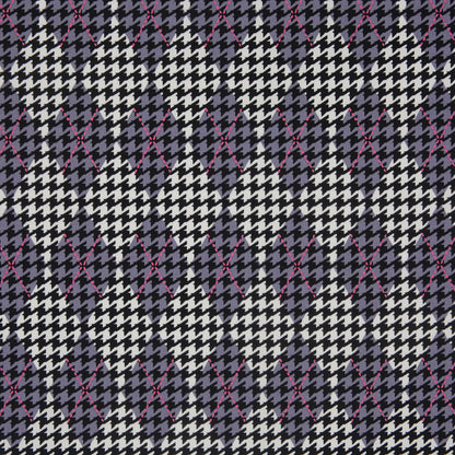 Purple Mauve/Black/White Argyle Houndstooth Stretch Cotton Sateen