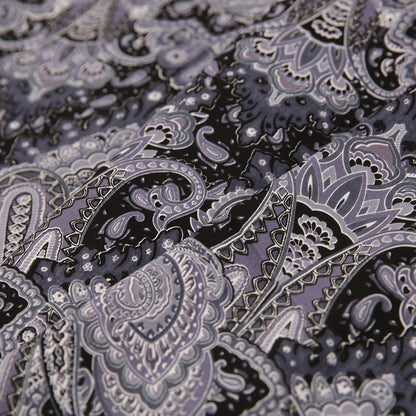Multi-Gray Paisley Printed Corded Cotton Sateen Detail
