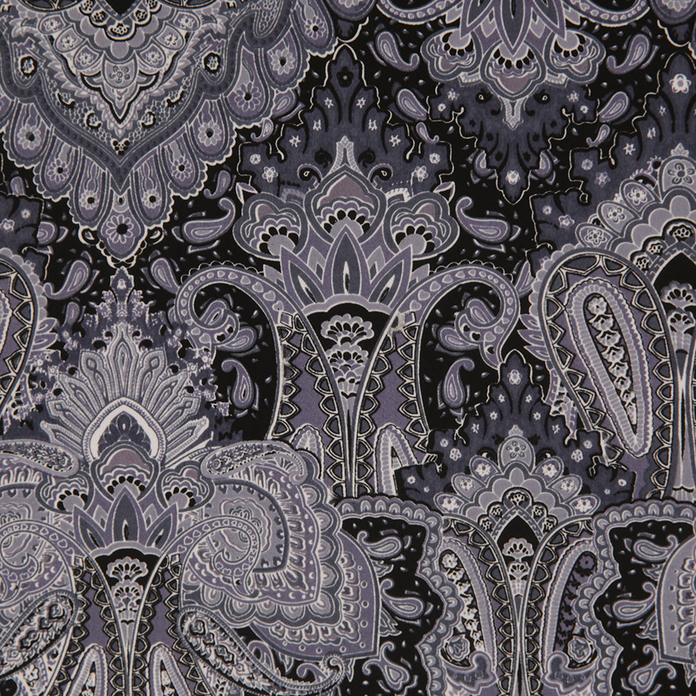 Multi-Gray Paisley Printed Corded Cotton Sateen Full