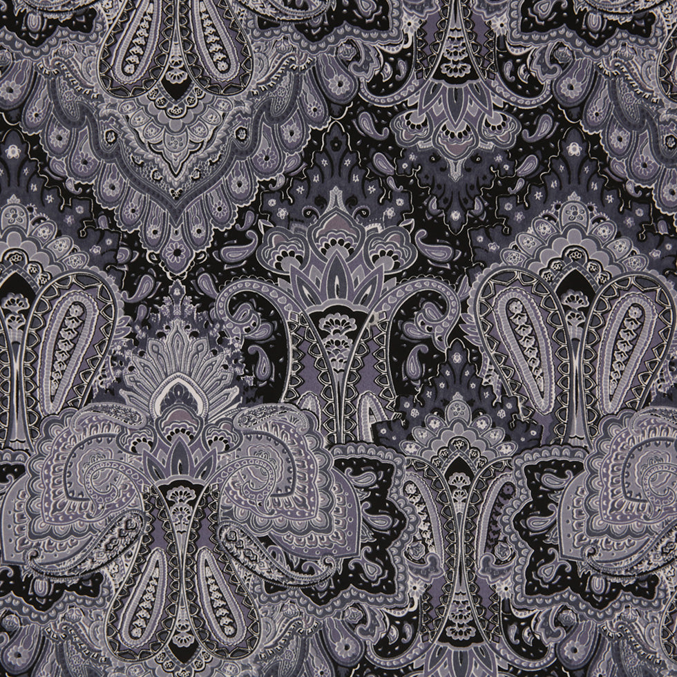 Multi-Gray Paisley Printed Corded Cotton Sateen