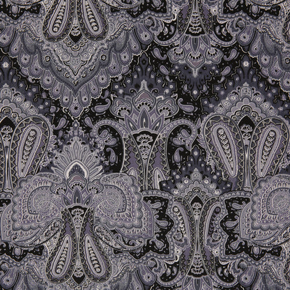 Multi-Gray Paisley Printed Corded Cotton Sateen