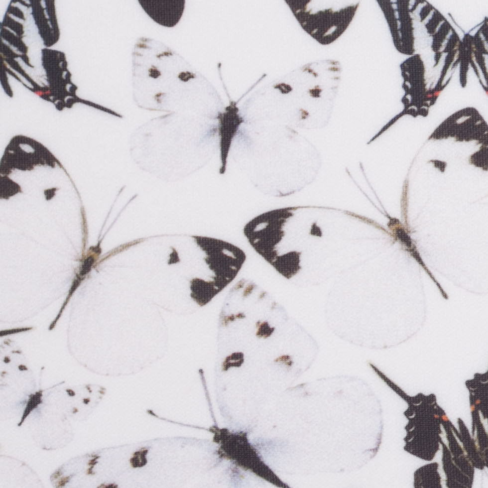 Black/White Butterflies Digitally Printed Stretch Neoprene/Scuba Knit - Detail